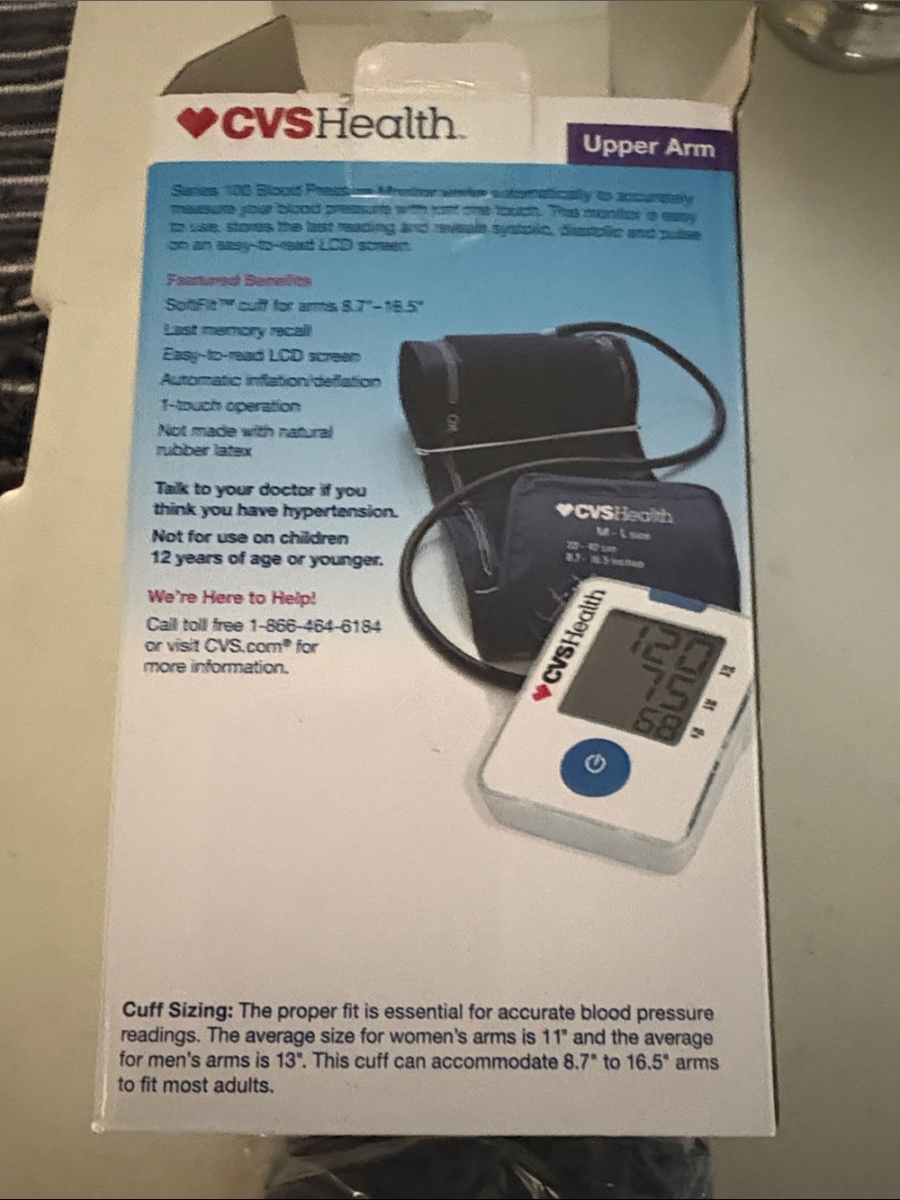 CVS Health White Digital Blood Pressure Monitor with Cuff - Picture 4 of 6